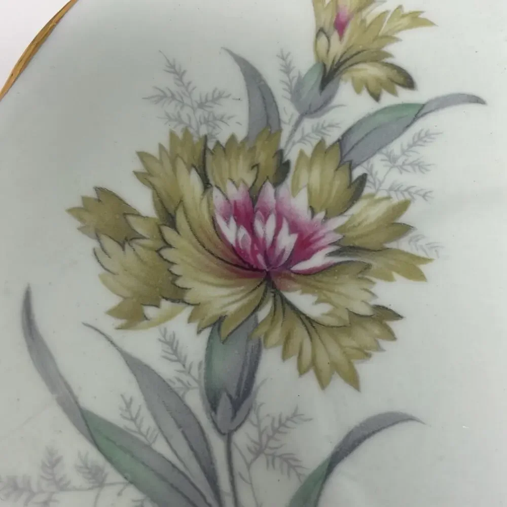 Vintage Colclough Green Floral Teacup and Saucer